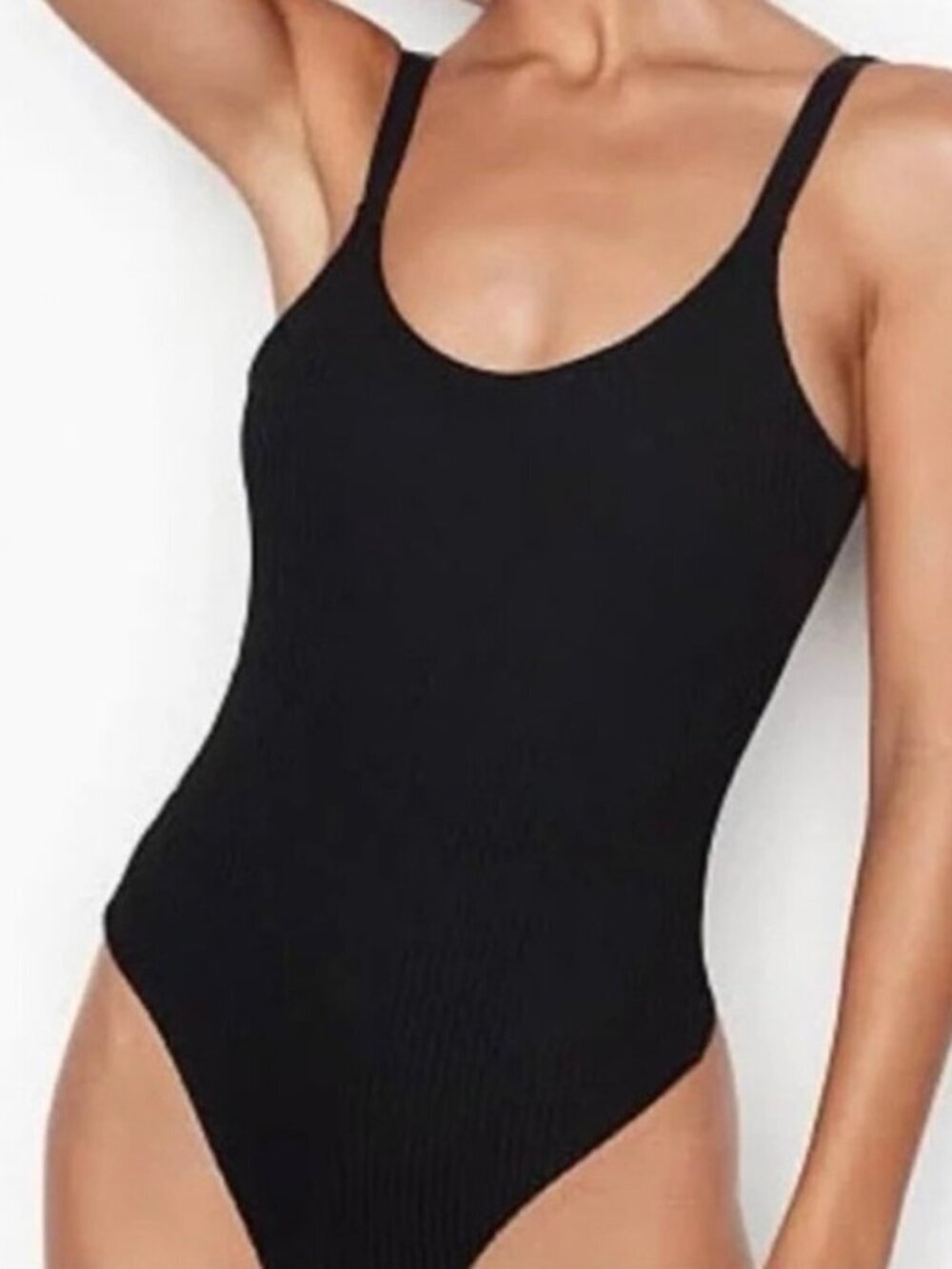 Victoria’s Secret Black Sculpt Scoop Neck Bodysuit Women’s Size Large